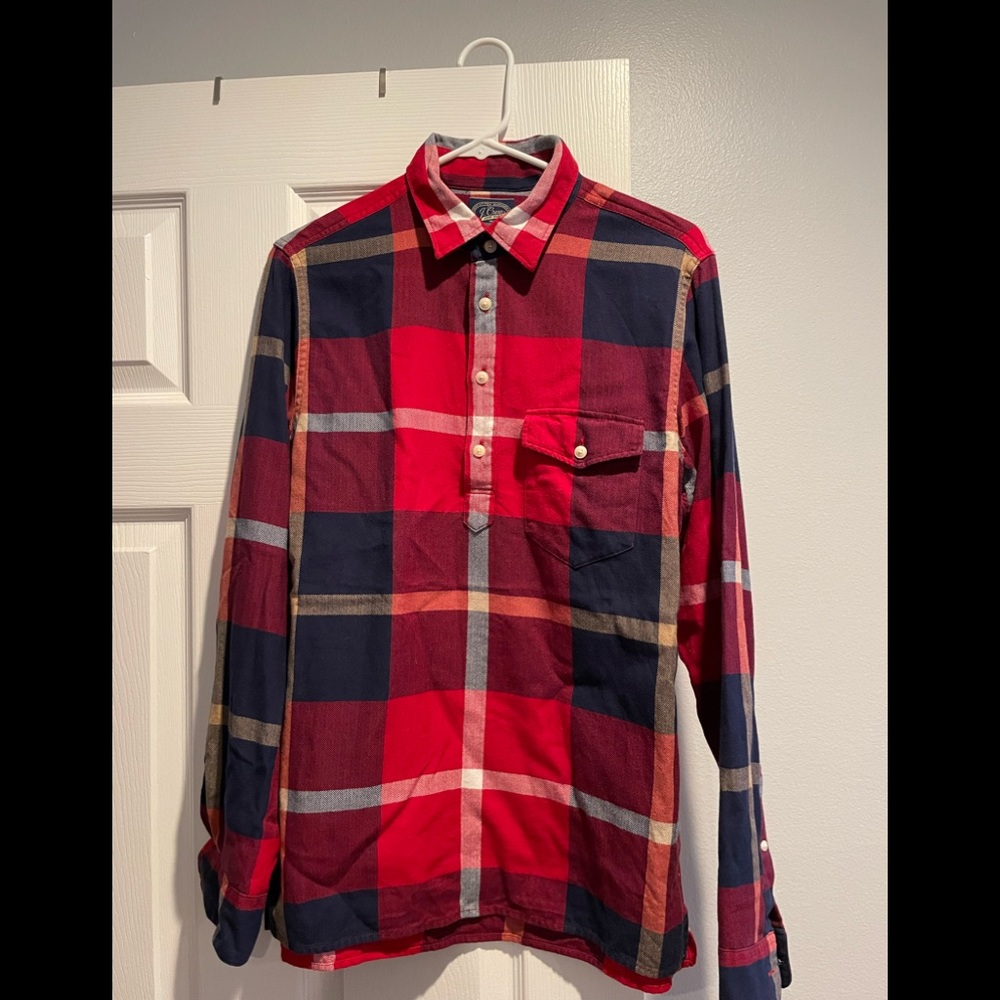 J.Crew Mens long sleeve plaid pop over